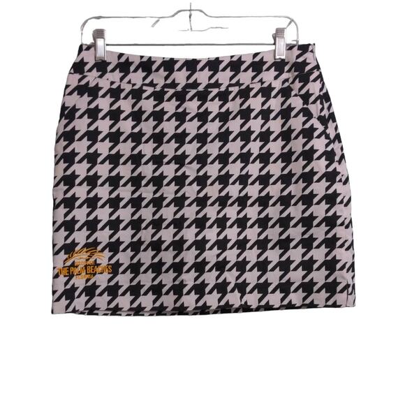 Loudmouth Pants - Loudmouth Ladies Golf Mini Skort Black White Houndstooth Palm Beaches Logo L